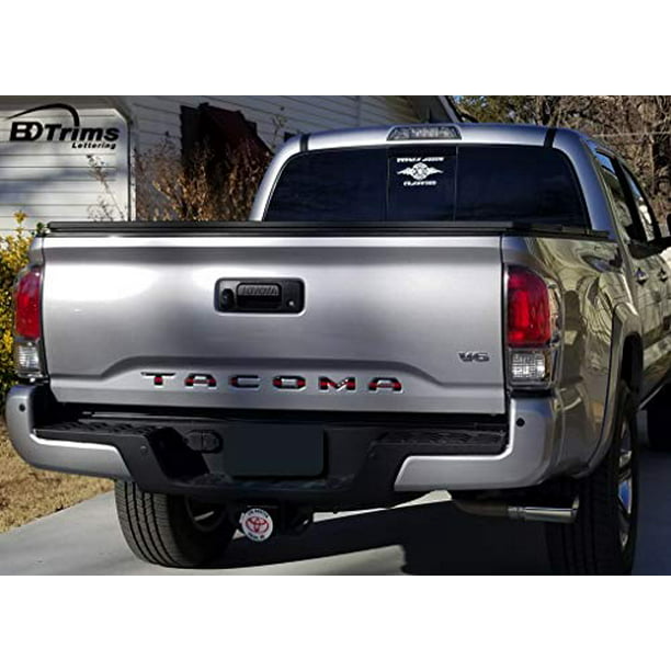 AUTO PRO ACCESSORIES Domed Tailgate Letters Inserts USA FLAG fits 2016-2020 Tacoma Models Black With Red Outline 